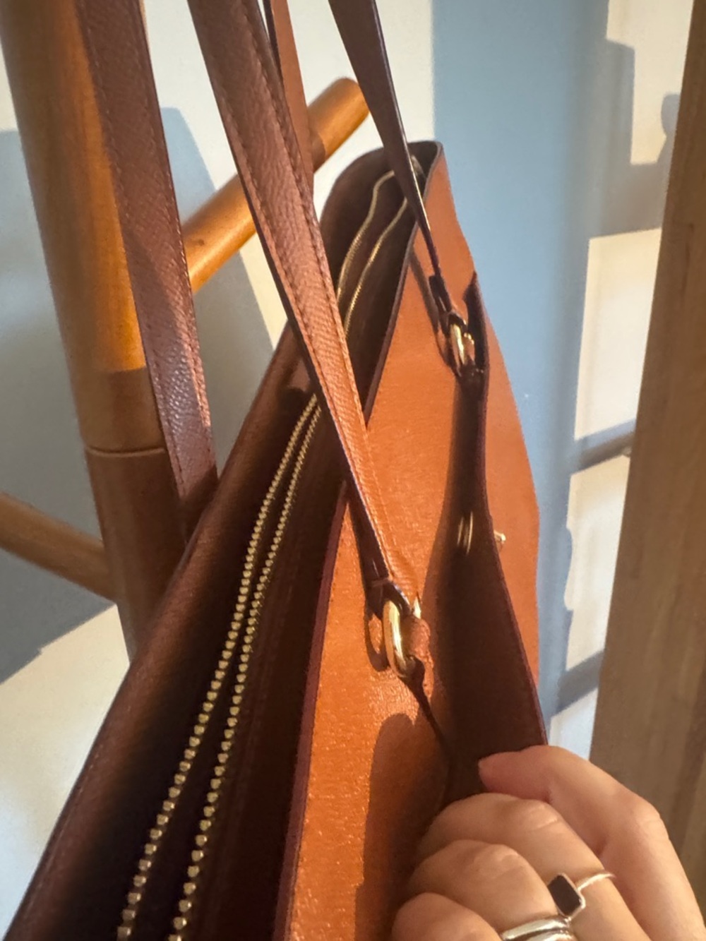 Coach Leather Tote in Chestnut Brown with Gold Hardware - Picture 7 of 15